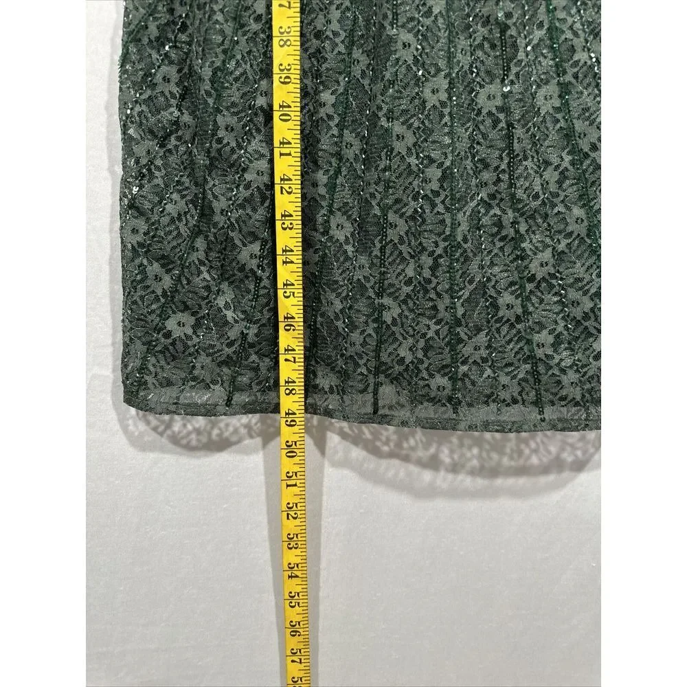 NWT $538 Mac Duggal [ 8 ] 93676 Beaded Lace‎ Long Sleeve Midi Dress Deep Green